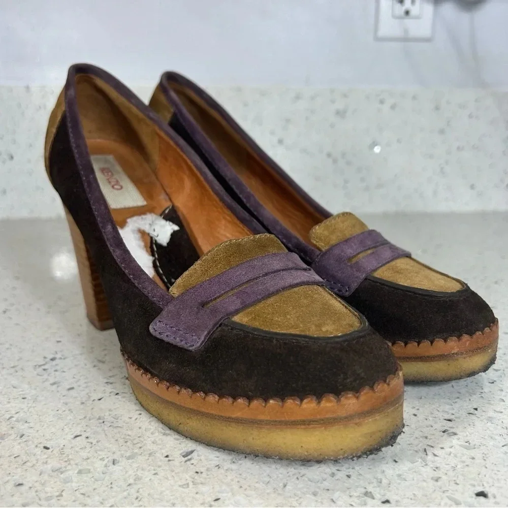 Kenzo Retro Suede Platform Chunky Heel​​